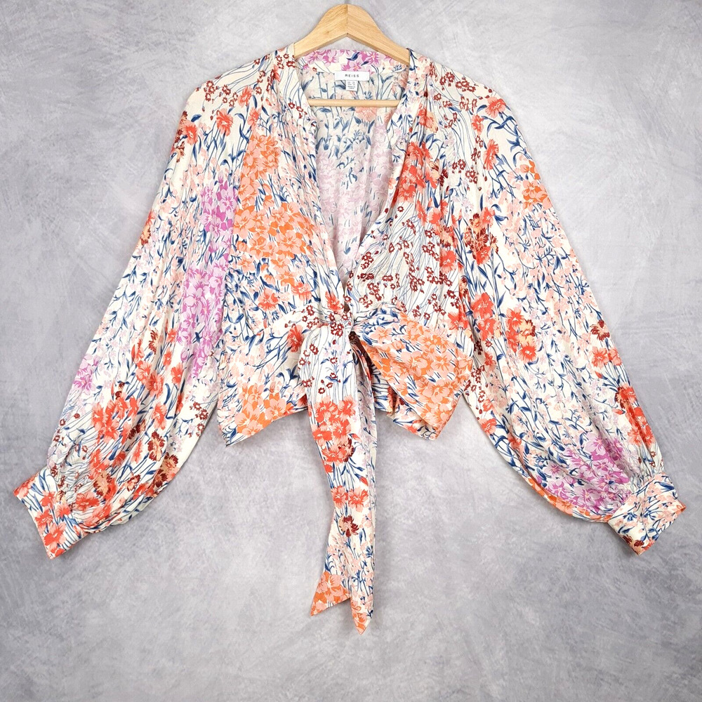 Reiss Floral Blouse in Orange and Purple